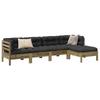 5 Piece Garden Sofa Set with Cushions Pressure Treated Pine Wood