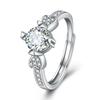 Women's Ring Imitation Moissanite Marriage Proposal Diamond Ring Platinum-plated Carat Double Heart Ring, Women
