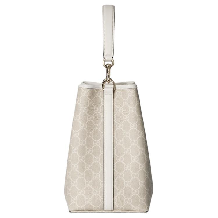 Gucci GG Emblem Logo Print GG Monogram Coated Canvas Shoulder Tote Bag Small Women handbags Beige White 815103-FAD6L-9641