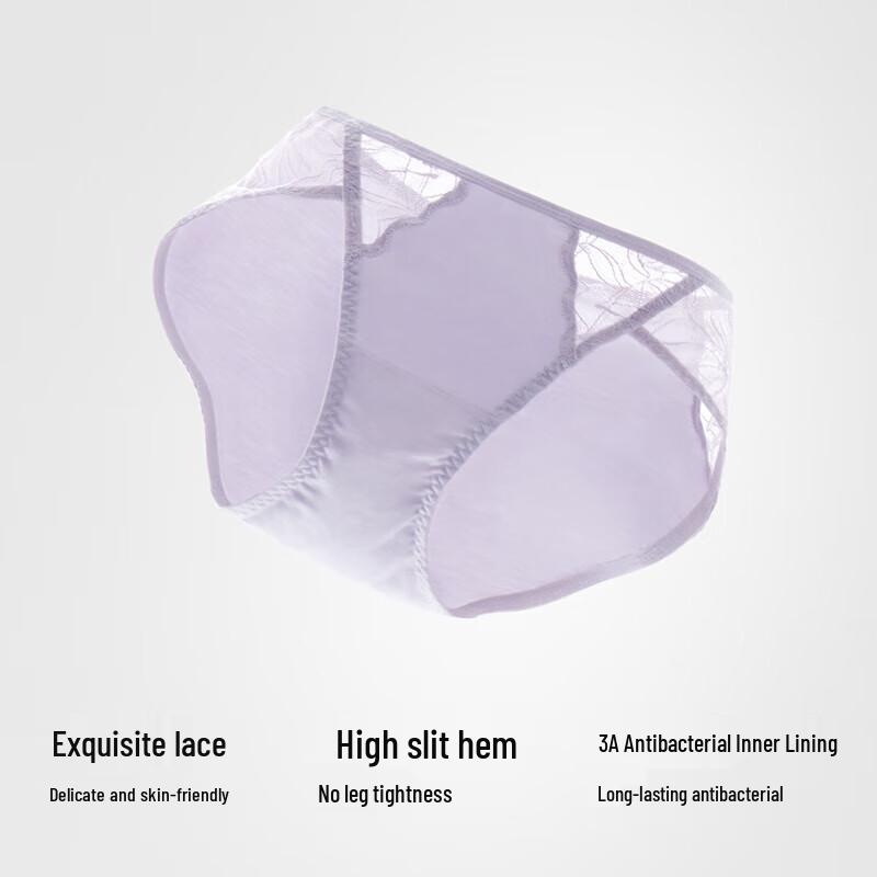 Beneath 303A Women's Lace Modal Antibacterial Mid-Waist Briefs (3-Pack)