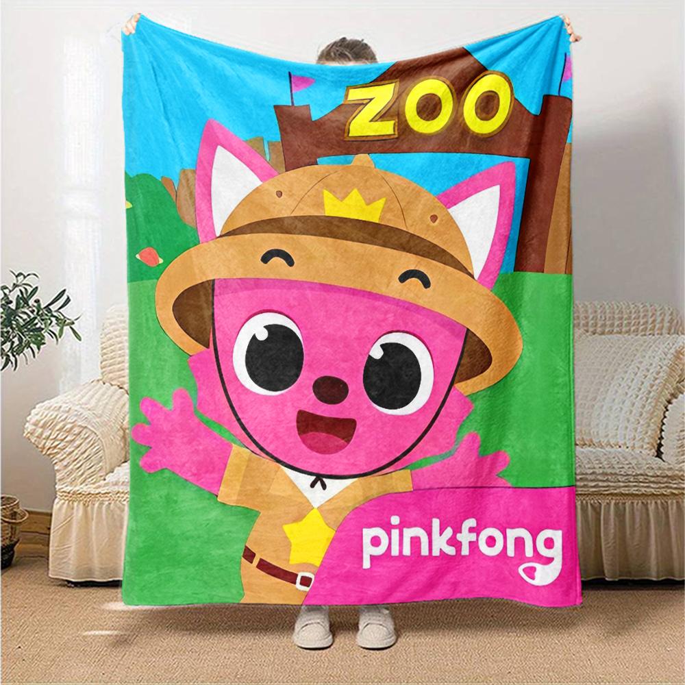 1pc Pinkfong Shark (2) Blanket, Gift, for Men and Women, Soft Blanket, Good for Sofa Bed Couch Travel, Lightweight Flannel Blanket