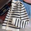Women Spring Autumn Sweaters O-neck Stripe Knitted Cardigan Fashion Long Sleeve Casual Short Tops Korean Style New 2024