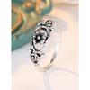 Vintage, artistic, and nature-inspired hollow floral ring Distressed carved vine and floral ring