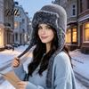 Winter Outing Accessories Women Trapper Hat, Wool Blend Knitted Hat with Ear Flaps, Fuzzy Trim, Warm Knit for Cold Weather Hiking Skiing Outdoor Caps