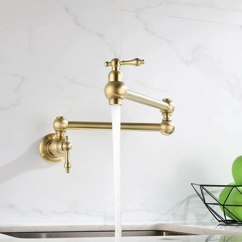 Single Cold Kitchen Sink Faucet Foldable Sink Mixer Tap Rotation Copper Lead Free Sink Mixer Wall Mounted Kitchen Tap