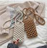 Women Fashion Small Crossbody Phone Bag Solid Color Hollow-out Woven Crochet Lightweight Braided Shoulder Handbag Beach Bag