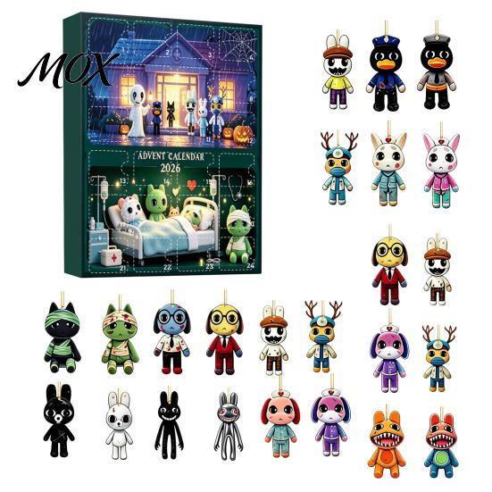 October Celebration Gift Halloween Advent Calendar 2026, 24 Day Surprise Countdown with Horror Game Fan Acrylic Animal Ornaments, Collectible Figures