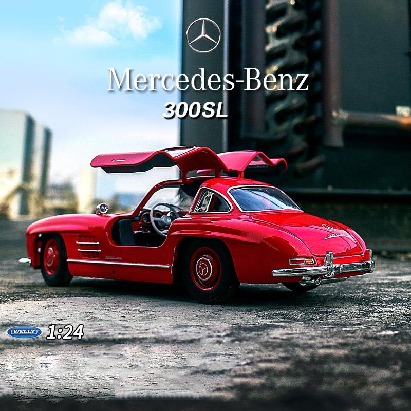 WELLY 1/24 Mercedes Benz 300SL Сплав Масштабная Модель Автомобиля Модель Литой Металл Статическая Коллекция Детская Игрушечная Машина Транспортные Средства Подарки