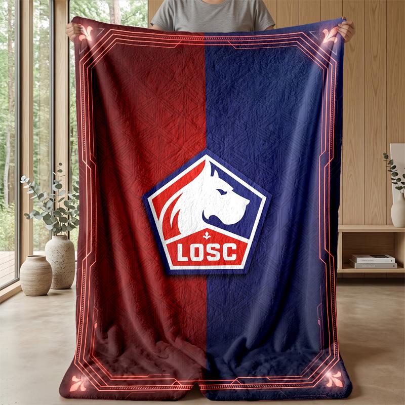 LOSC Lille FC Soft Flannel Fleece Blanket Lightweight Cozy Warm Throw Blanket For Sofa Bed Home Decor