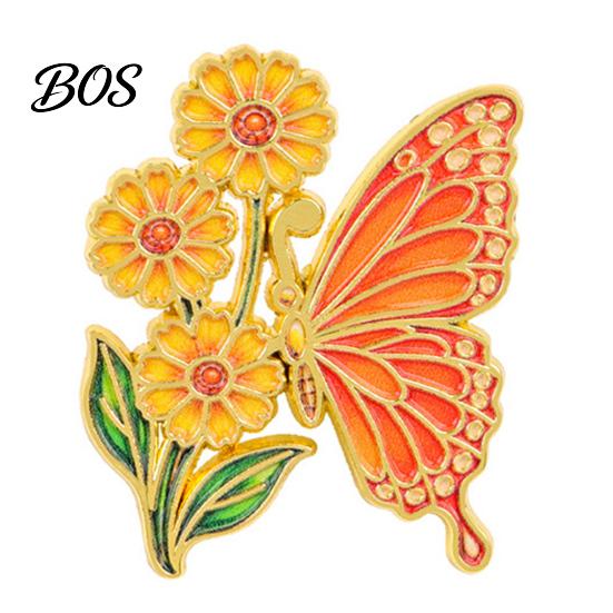Alloy Butterfly Pin Enamel Flower Brooch Pin, Floral Badge for Women, Inscet Shaped Coats Sweaters Scarves