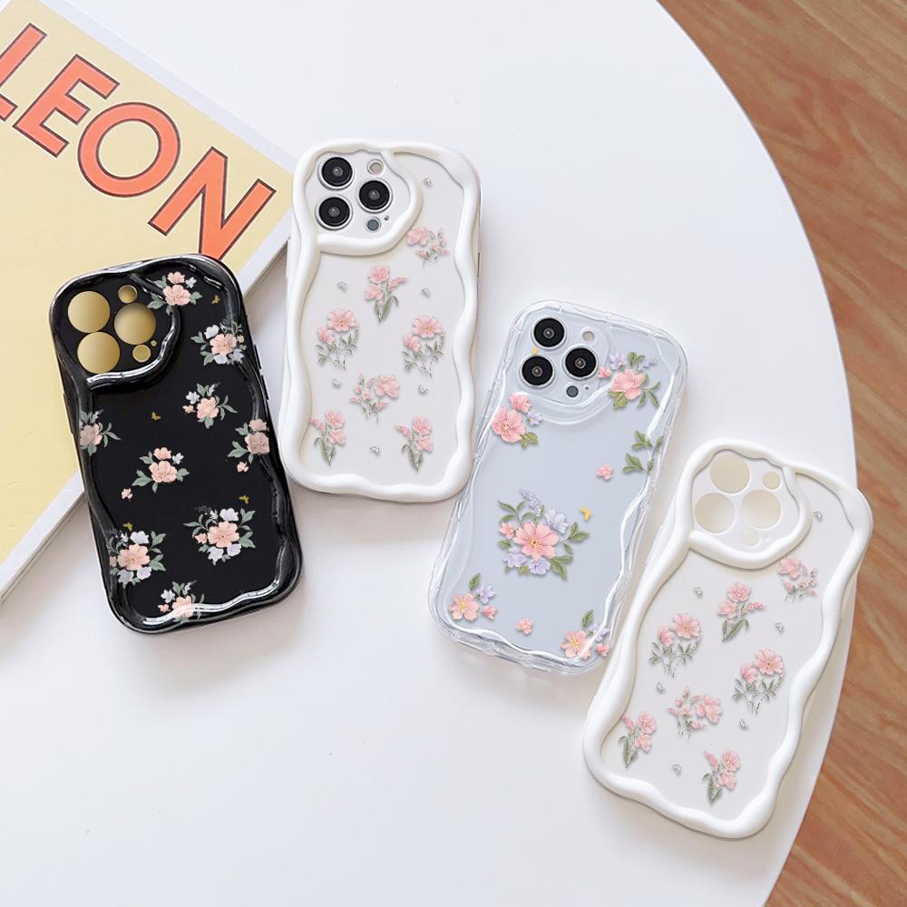 Cute Cartoon Pattern Cream Texture Casing Wavy Edge Soft Silicone Cover Phone Case for OPPO Reno Realme