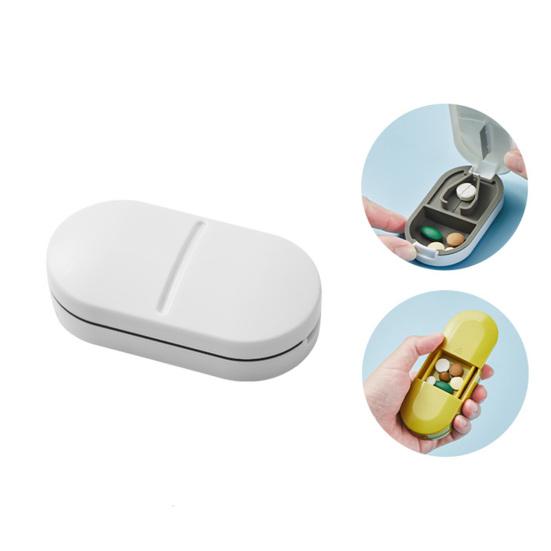 2-In-1 Portable Pill Cutter Box Food Grade Sharp Stainless Steel Blade Multi-functional Travel Capsule Tablet Storage Container Organizer