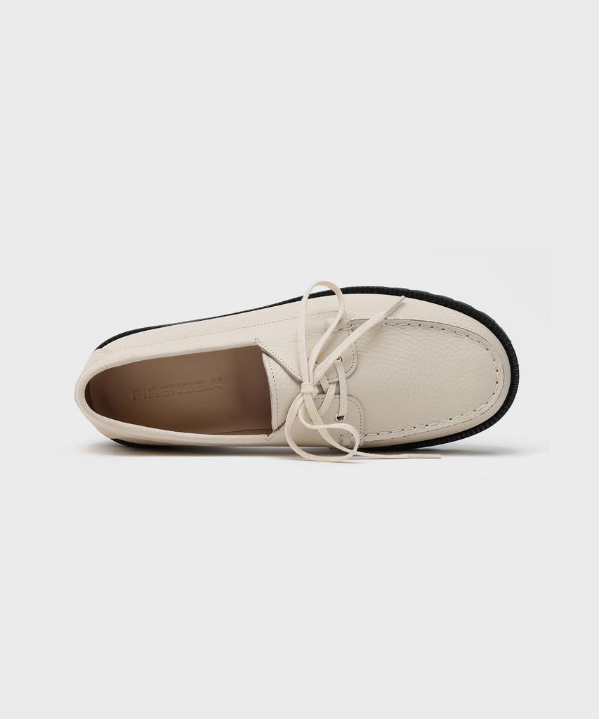 Firenze Atelier [Vibram] Стандартная Повседневная Подошва Лоферы 5099 [Кремовый Emboss]