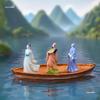 Креативные плавающие мини-лодочки, украшения: Фигурки Чжугэ Ляна и Ли Бая в древних костюмах - Декоративные аксессуары для самостоятельной сборки
