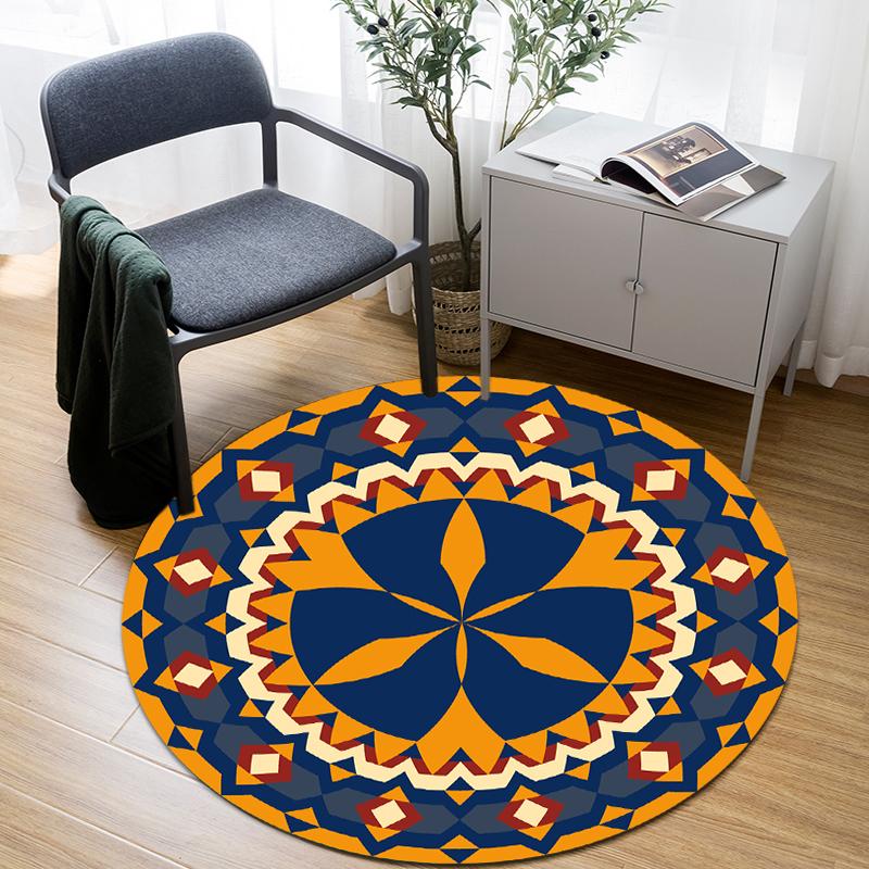 Room Floor Yoga Mat Carpet Ethnic Wind Round Carpet Living Room Decoration Home Children's Mat Kitchen Bathroom Anti-slip Mat
