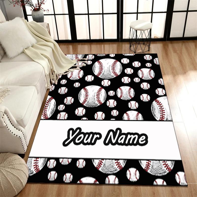 1PC Custom Name Baseball Cover Theme Floor Mat Ideal for Living Room, Game Rooms, Office, Bedroom, Office Floor Mat , Floor Mats for Home