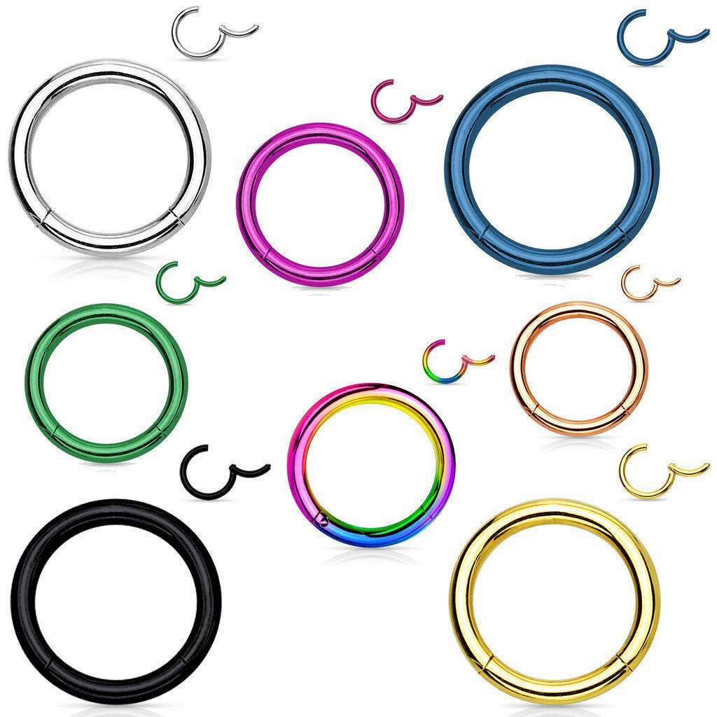 Titanium Hinged Segment Hoop Nose Ring Nipple Clicker Ear Cartilage Tragus Helix Lip Body Piercing