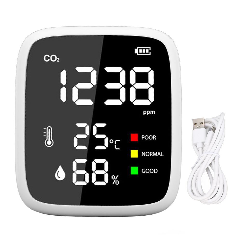 CO2 Detector Mini Portable Desktop High Accuracy 400-5000ppm Temp Humi Meter Home Indoor Air Quality