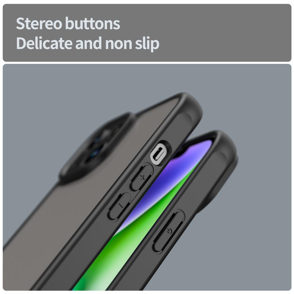 For iPhone 13 Case Drop Proof Airbags Frosted Translucent PC+TPU Phone Back Cover