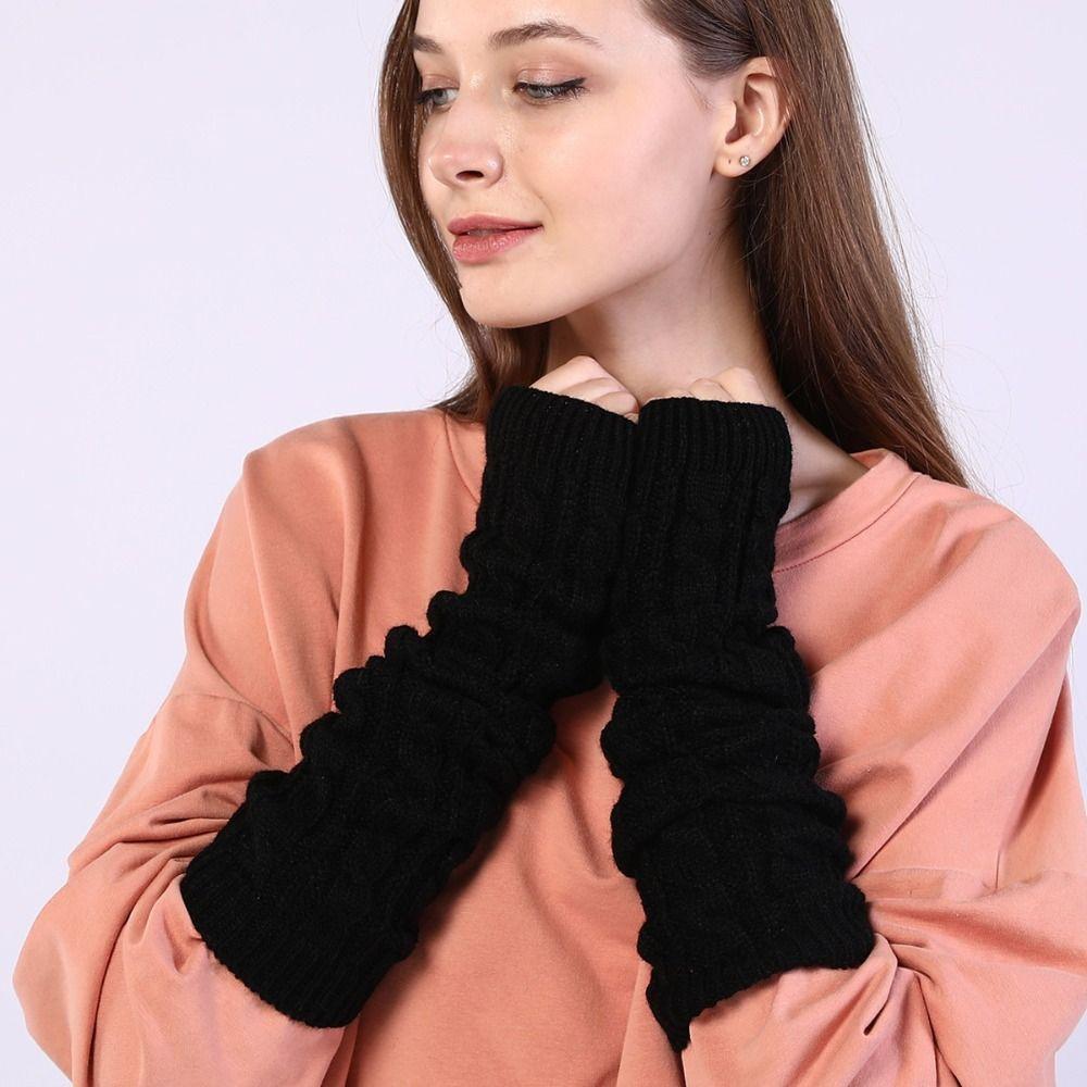 Knitting Warm Finger Sleeves Cover Women's Half Finger Gloves Autumn Winter Long Wrist Glove False Sleeve