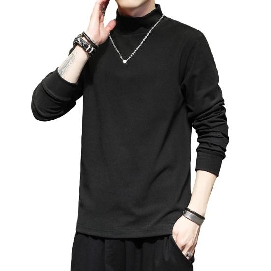 Осень-зима Мужской топ с высоким воротником, однотонный, длинный рукав, толстый, теплый, эластичный, мягкий, свитер, повседневная толстовка, весенняя одежда