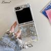 Cute Cartoon Butterfly Bracelet Case for Samsung Galaxy Z Flip 5 4 3 6 Flip5 Flip4 Cat Dog Mirror Make Up Wrist Chain Cover