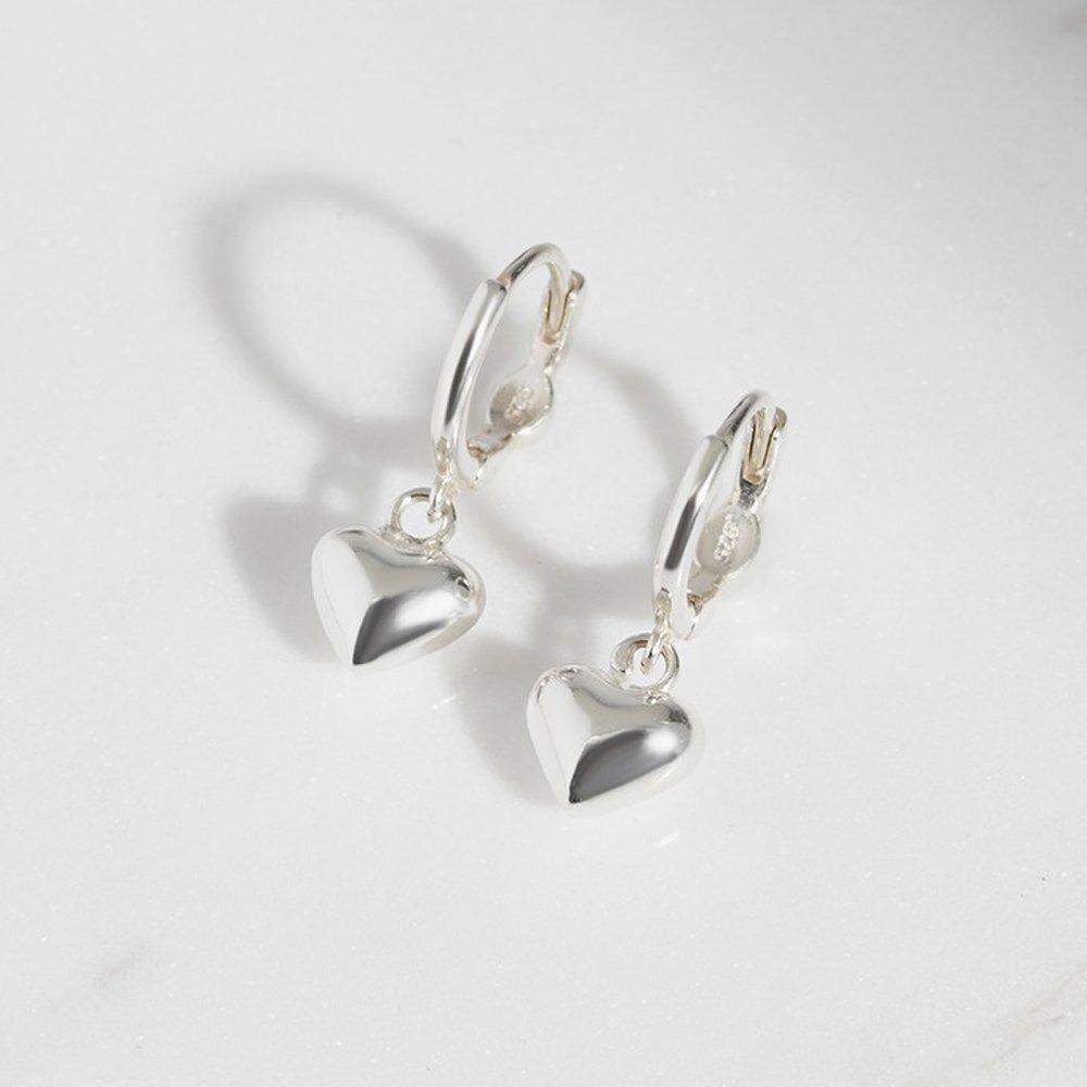 [Celebrity Wear] 925 Silver More Love One-Touch Ring Earrings W