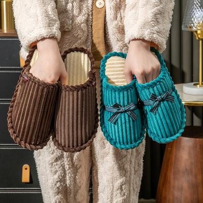 Бантовые хлопковые тапочки женские и мужские зимние парные домашние нескользящие пушистые теплые тапочки-швабры для пола из вельвета партия