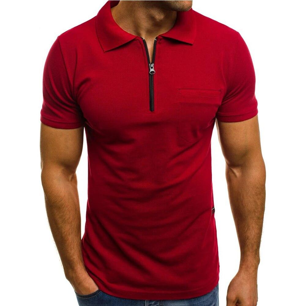 New Men's Solid Polo Shirt Lapel Short-sleeved Polos Shirt Zipper Collar Fashion Summer Thin Shirt Casual Loose Tops