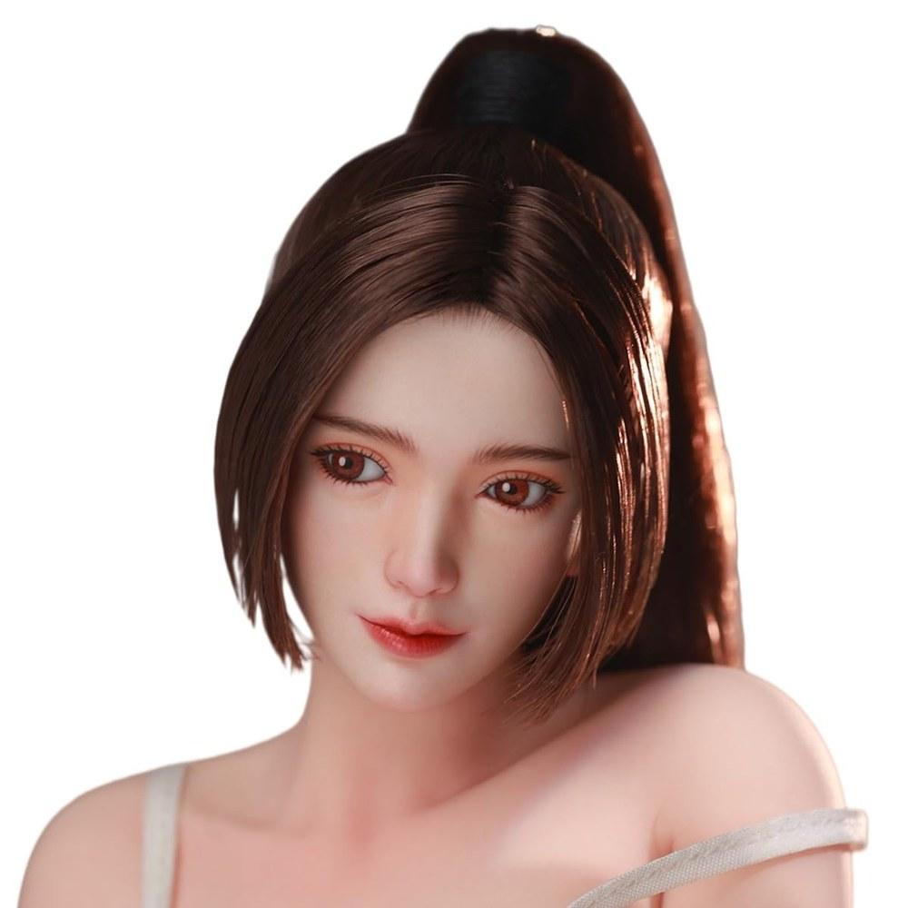 HiPlay VeryCool 1/6 Yakumo Ponytail Female Head with Movable Eyes Doll Head Rooted Hair Painted