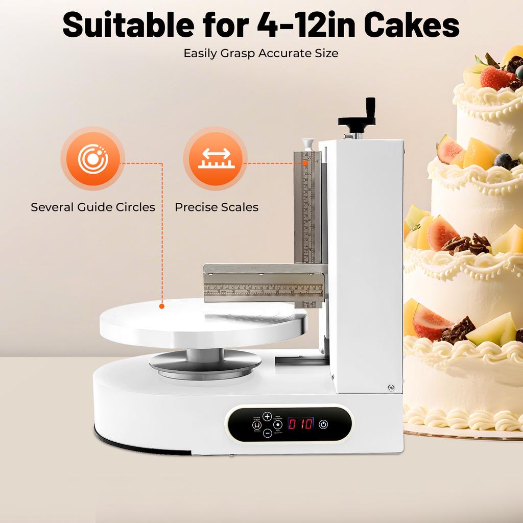 Automatic Cake Icing Machine, 200W Cream Spreader 320RPM, with LCD Touch Screen for 4-12 Inch Cakes, for Bakery Shop Home Use