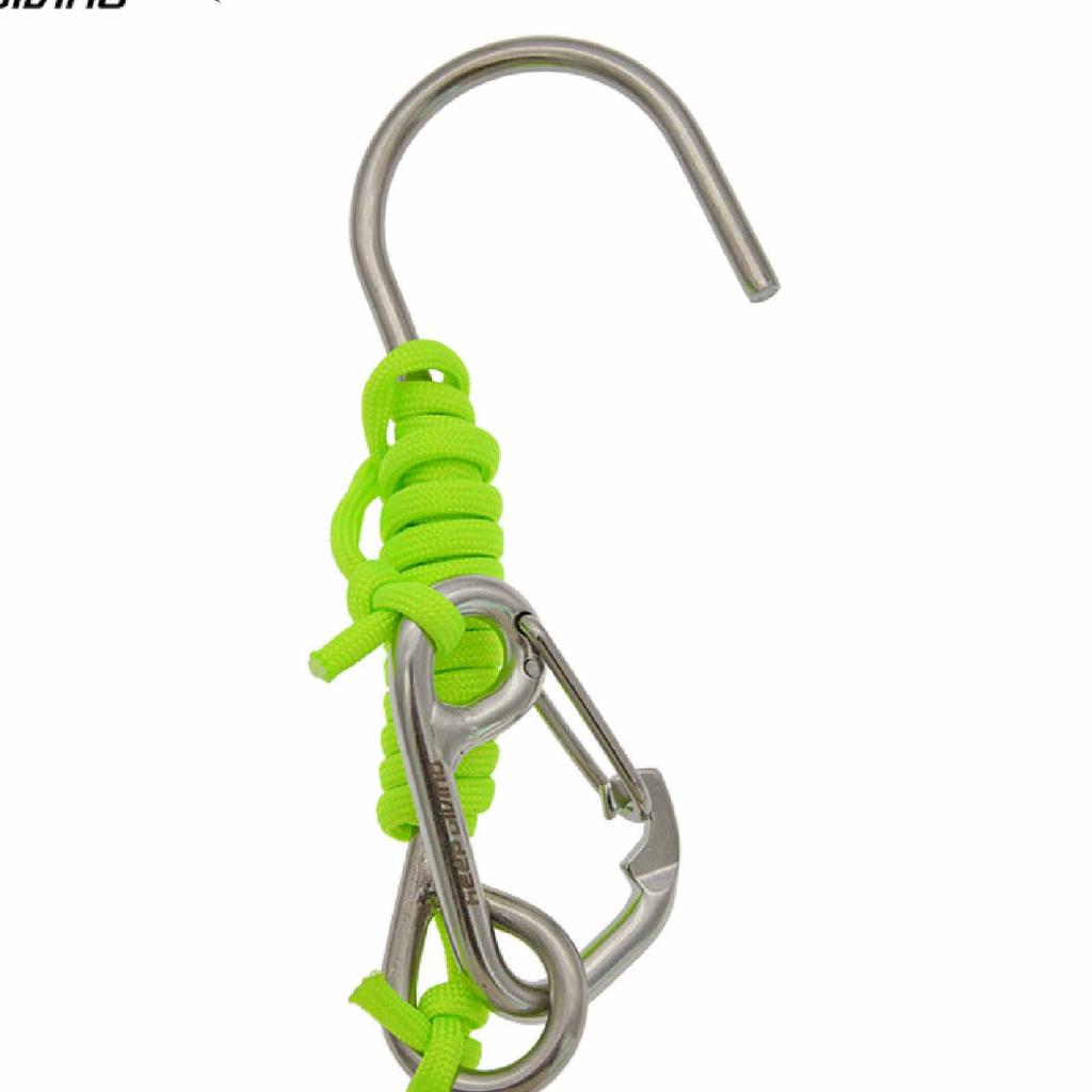 Stainless Steel Hook – Single-, Seawater-Resistant with Safety Rope and Spring Buckle, Diving & Equipment