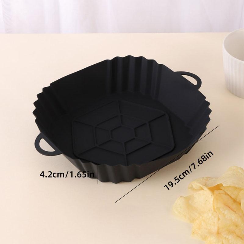 1pc Silicone Air Fryer Pot Tray With Handle, Square Air Fryer Baking Pan, Reusable Air Fryer Liner For Kitchen Baking
