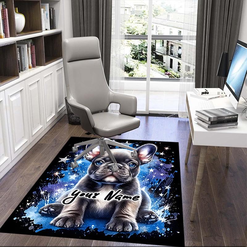 1PC Custom Name Space Pup Dreams Theme Floor Mat Ideal for Living Room, Game Rooms, Office, Bedroom,Floor Mat Playful Design