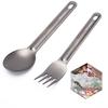1Pc Light Weight Titanium Spoon Fork For Outdoor Camping Tableware