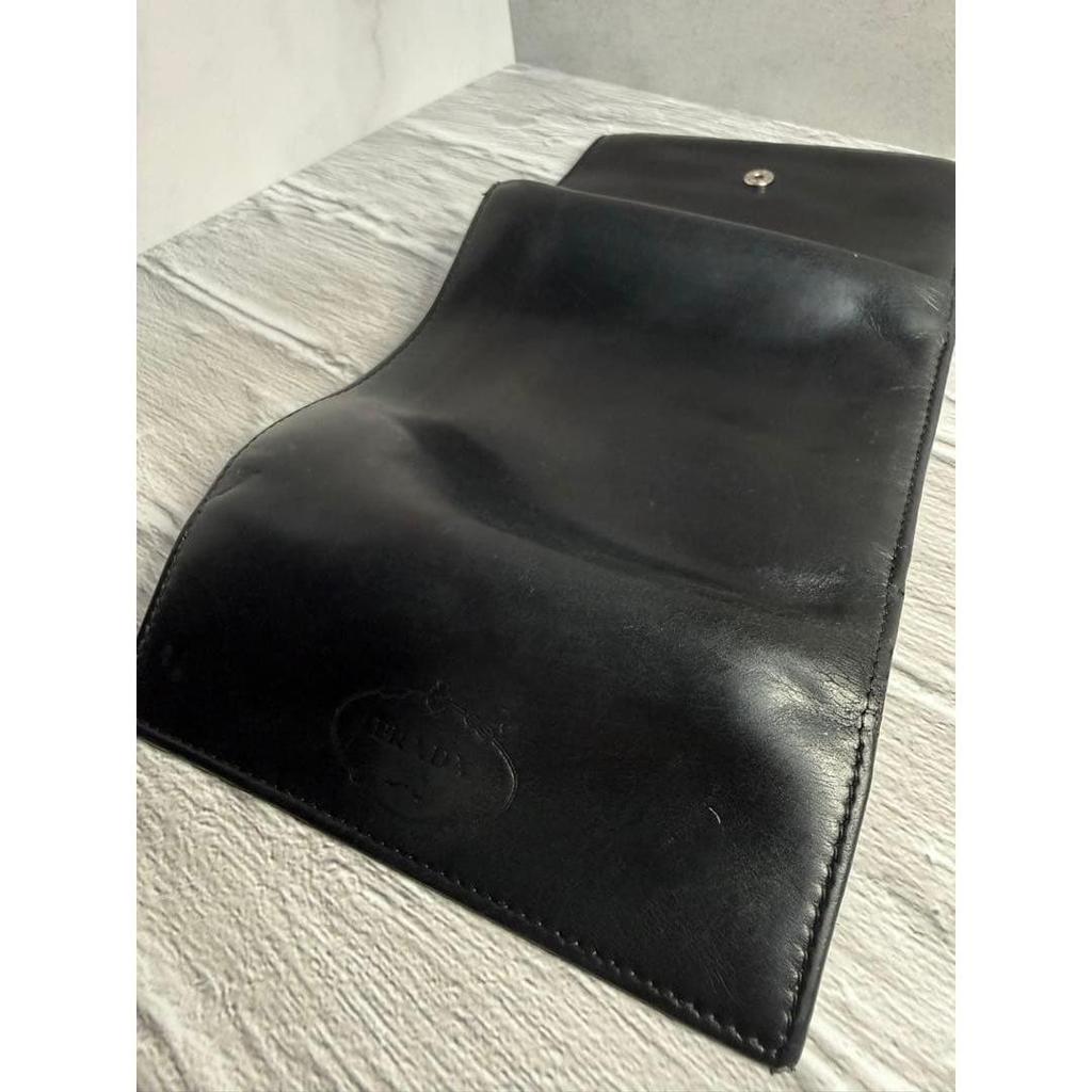Used PRADA Prada Tri-fold Wallet Genuine Leather Black Wallet