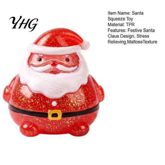 Glitter Santa Sensory Toys Claus Squeeze Toy, Slow Rising Maltose Stress Relief Fidget with Anxiety Gifts Glitter, Soft TPR Christmas Party Pinch Fun