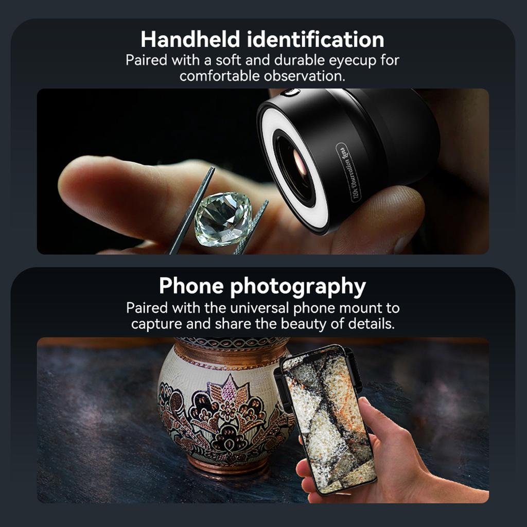 APEXEL APL-MS120 120X Mobile Phone Microscope Lens Observation Lens for Phone with LED Fill Lights