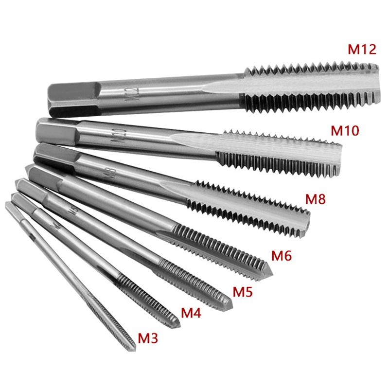 M3-M12 8/6 Штук Метрический Набор Ручных Метчиков HSS Правосторонняя Сверло-метчик Пробойник Резьбы Гаечный Ключ Ручные Инструменты Мужской для Создания Резьбы в Стали