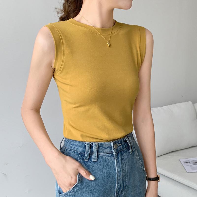 Непромокаемая футболка без рукавов, женская летняя новая жилетка с круглым вырезом, облегающий топ