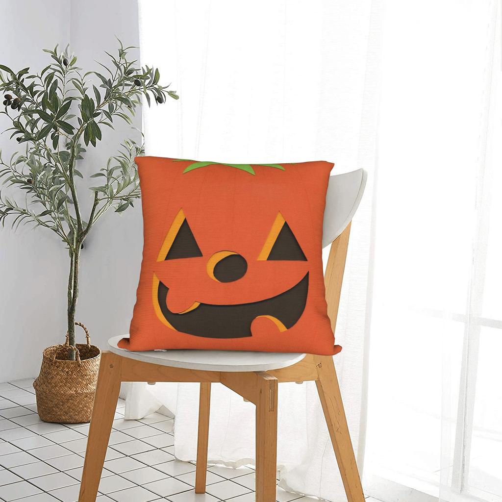 Kawaii Pumpkin Face Halloween Square Pillow Cases Cushion Cover Awesome Decorative Throw Pillow Case Cover for Home 45*45cm