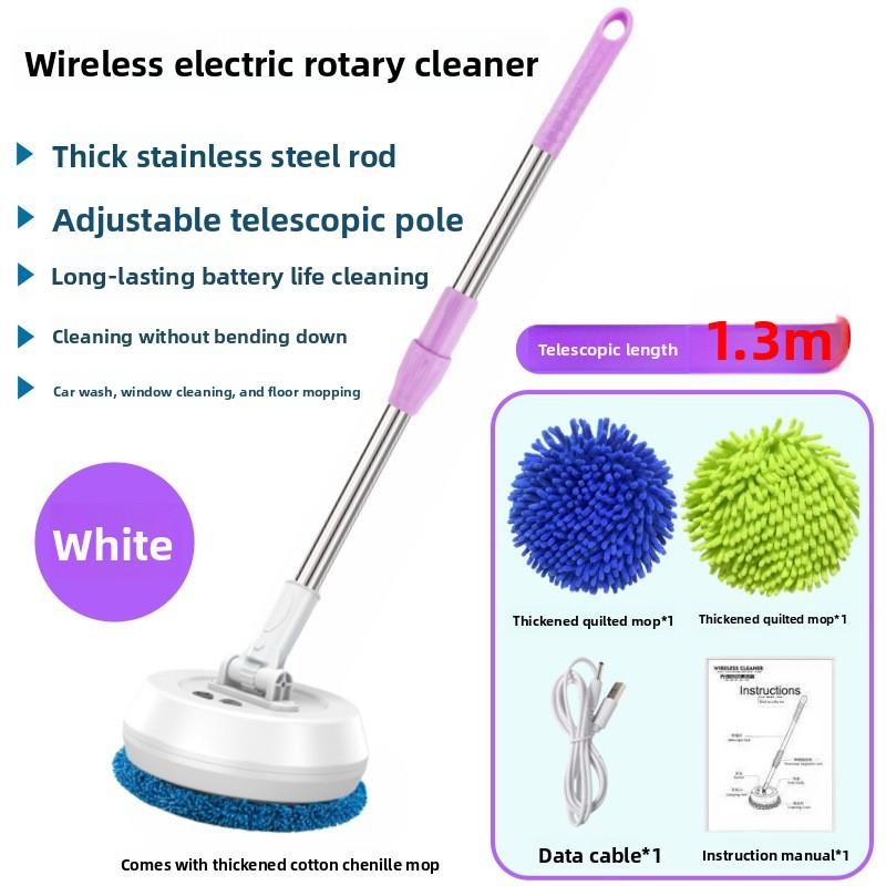 Adjustable Electric Mop Cleaning Machine Round Broom Automatic 2 in 1 Wet & Dry Home Cleaner Car Wireless Spin for Ceiling Door Windows Cleaner