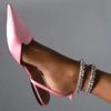 Сандалии женские летние 2025 года, новые модные однотонные с острым носком, женские сандалии на плоской подошве, сексуальные, для вечеринок и свадеб, роскошные туфли для женщин, Zapatos