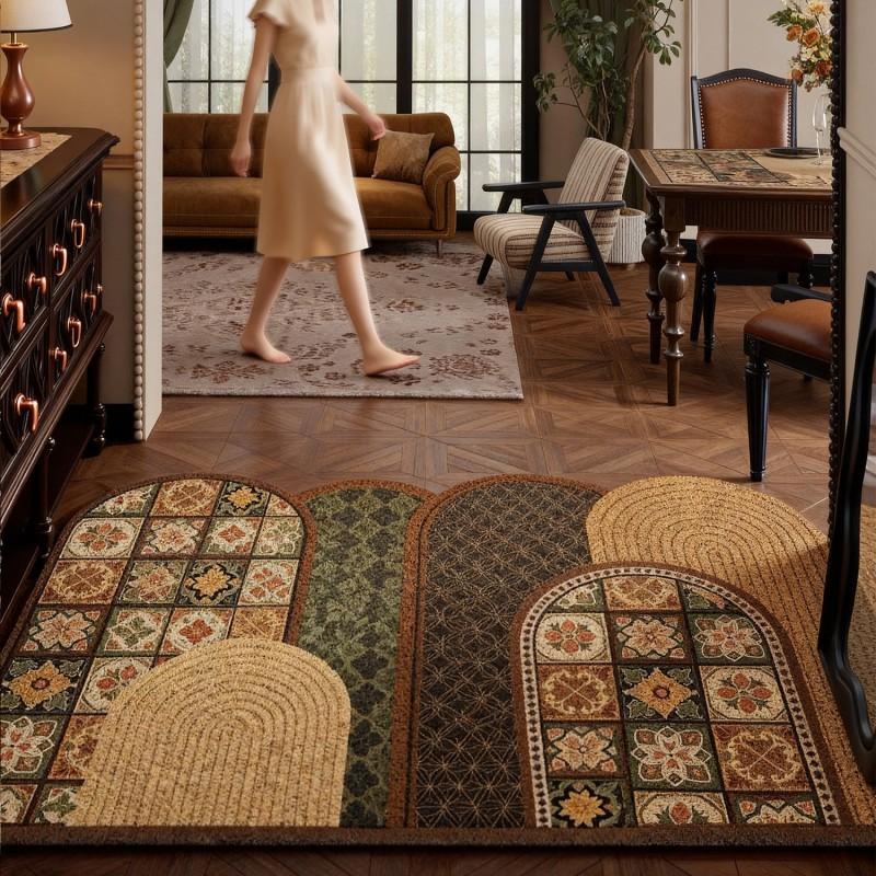 Vintage Style Door Mat Non-Slip Dirt Trapper Easy Clean Outdoor Entrance Durable Wire Ring