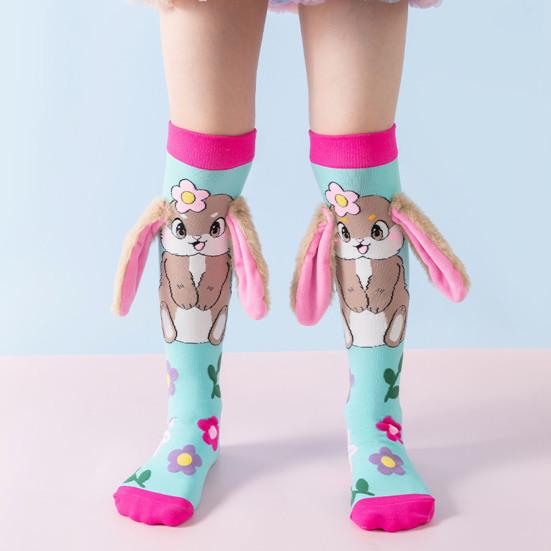 Детские разноцветные носки с животными, милые высокие носки с 3D-ушками, забавные носки до колена для мальчиков и девочек от 3 до 12 лет, рождественские подарки.
