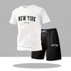 Men's Plus Size Summer Fitness T-shirt & Shorts Set - Round Neck, Casual Sportswear