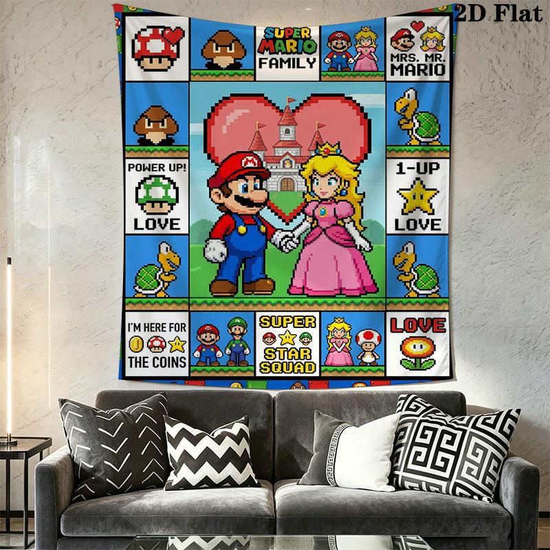 Coin Mario Pipe Wall Hanging Printed Fabric Blanket Decorative Tapestries for Bedroom Living Room Home Decor