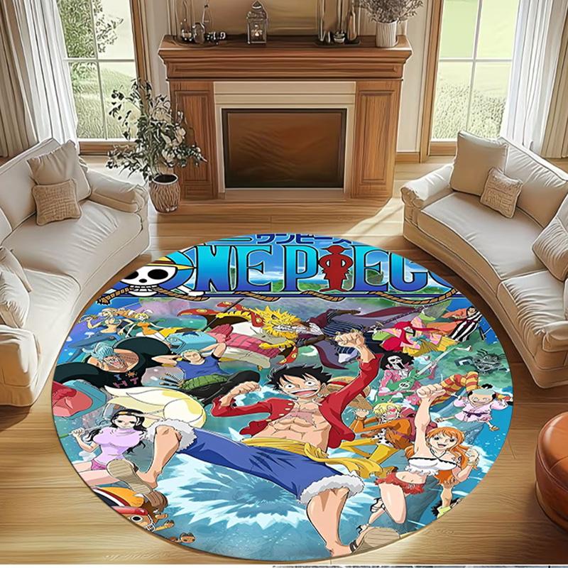 One Piece Print Round Rug, Washable Floor Carpet, For Entryway Dorm Laundry Room Office Study, Home Decor Birthday Christmas Gift