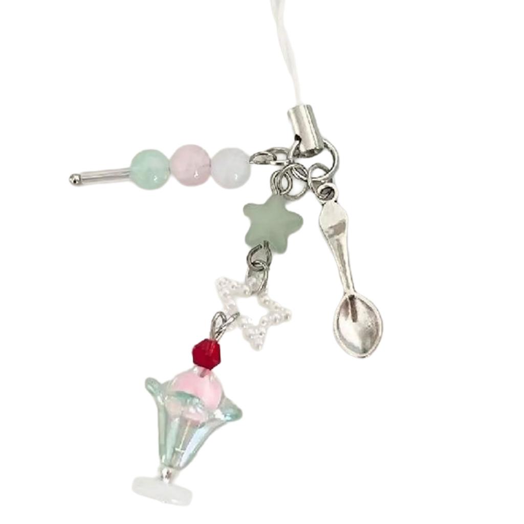 Прекрасный кулон с мороженым, подвеска для мобильного телефона, уникальный брелок с мороженым, забавный и яркий кулон из бисера для телефона или камеры