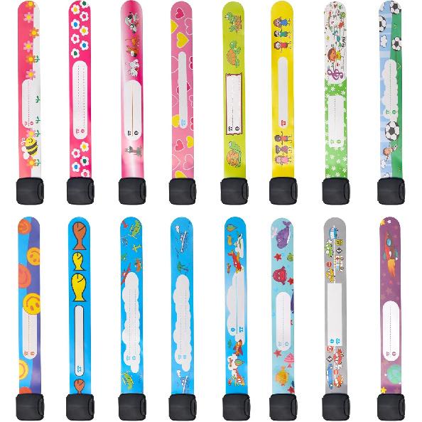 16 Pieces Child Safety ID Wristband, Pletpet Adjustable & Waterproof Kids Id Bracelets, Reble Identification Bracelet Wristbands for Boys and Girls